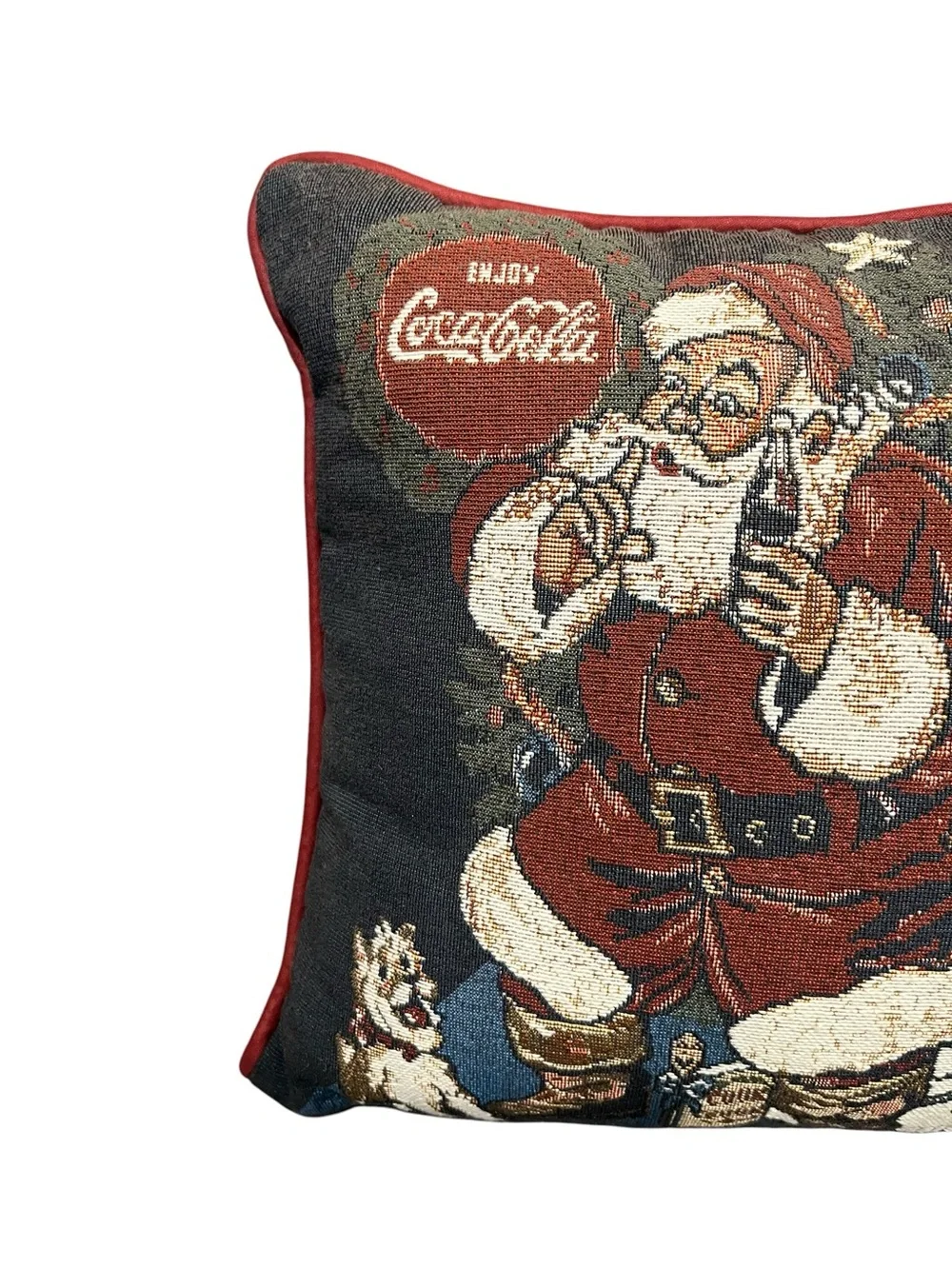 Vintage Coca Cola Santa Claus Tapestry Decorative Throw Pillow 12”x12”